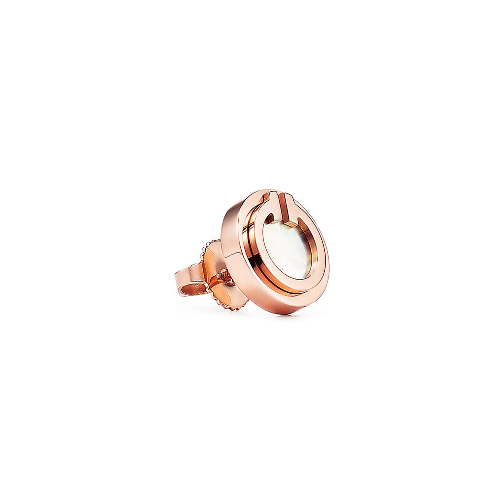 18K Tiffany Mother-Of-Pearl Circle Earrings