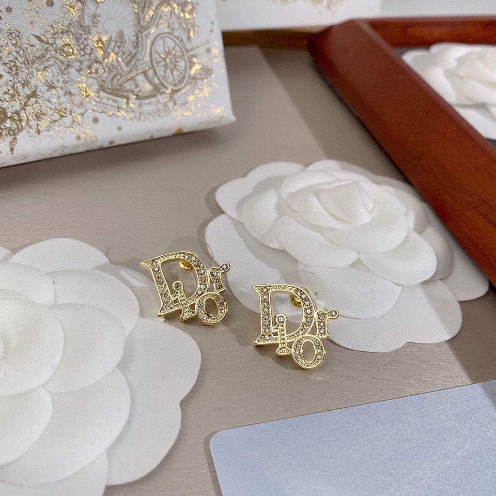 18K Dior Rhinestone Vintage Earrings