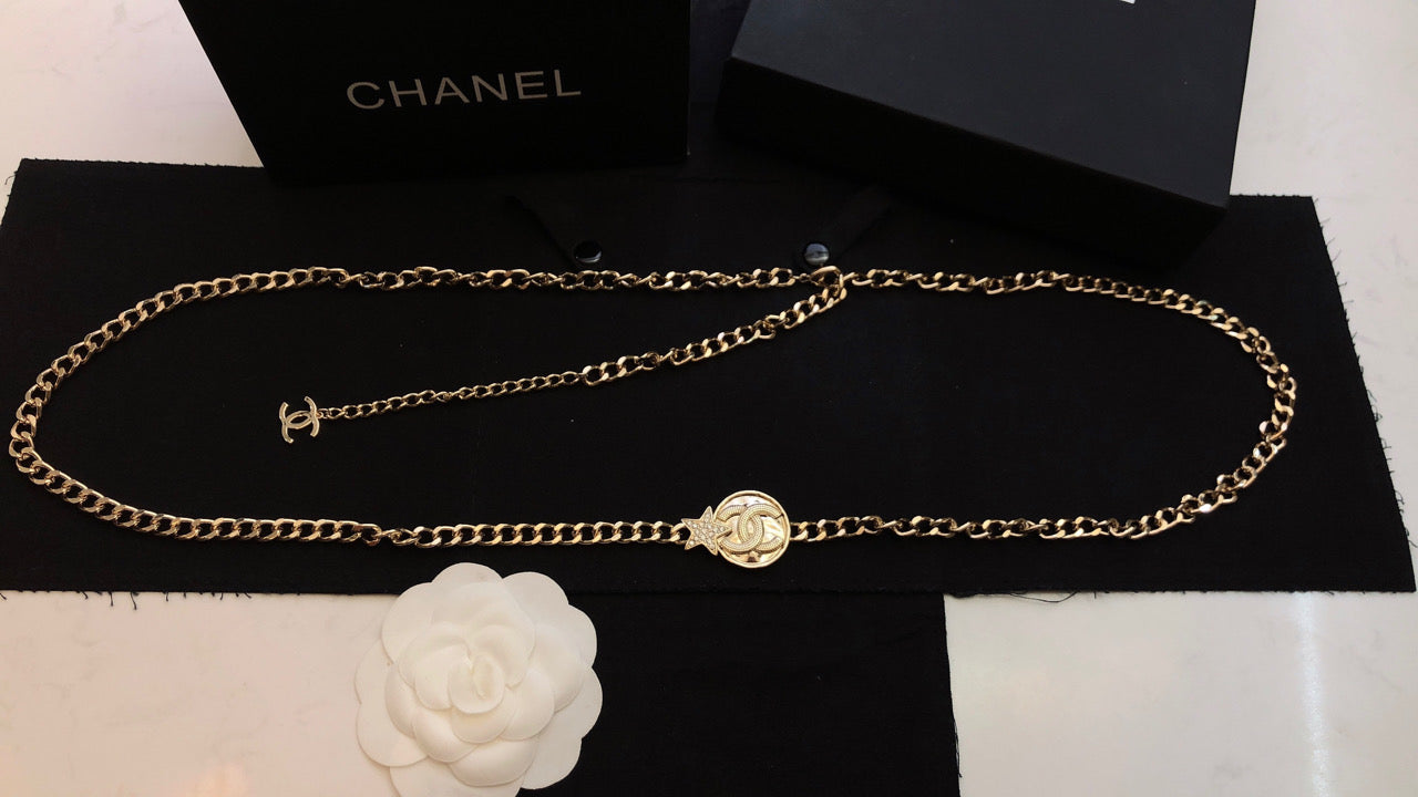 18K  Chanel Rhinestone Star Chain Necklace