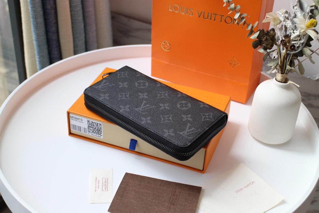 LOUIS VUITTON LV 25S ZIPPY WALLET HORIZONTAL 19 IN MONOGRAM ECLIPSE COATED CALFSKIN