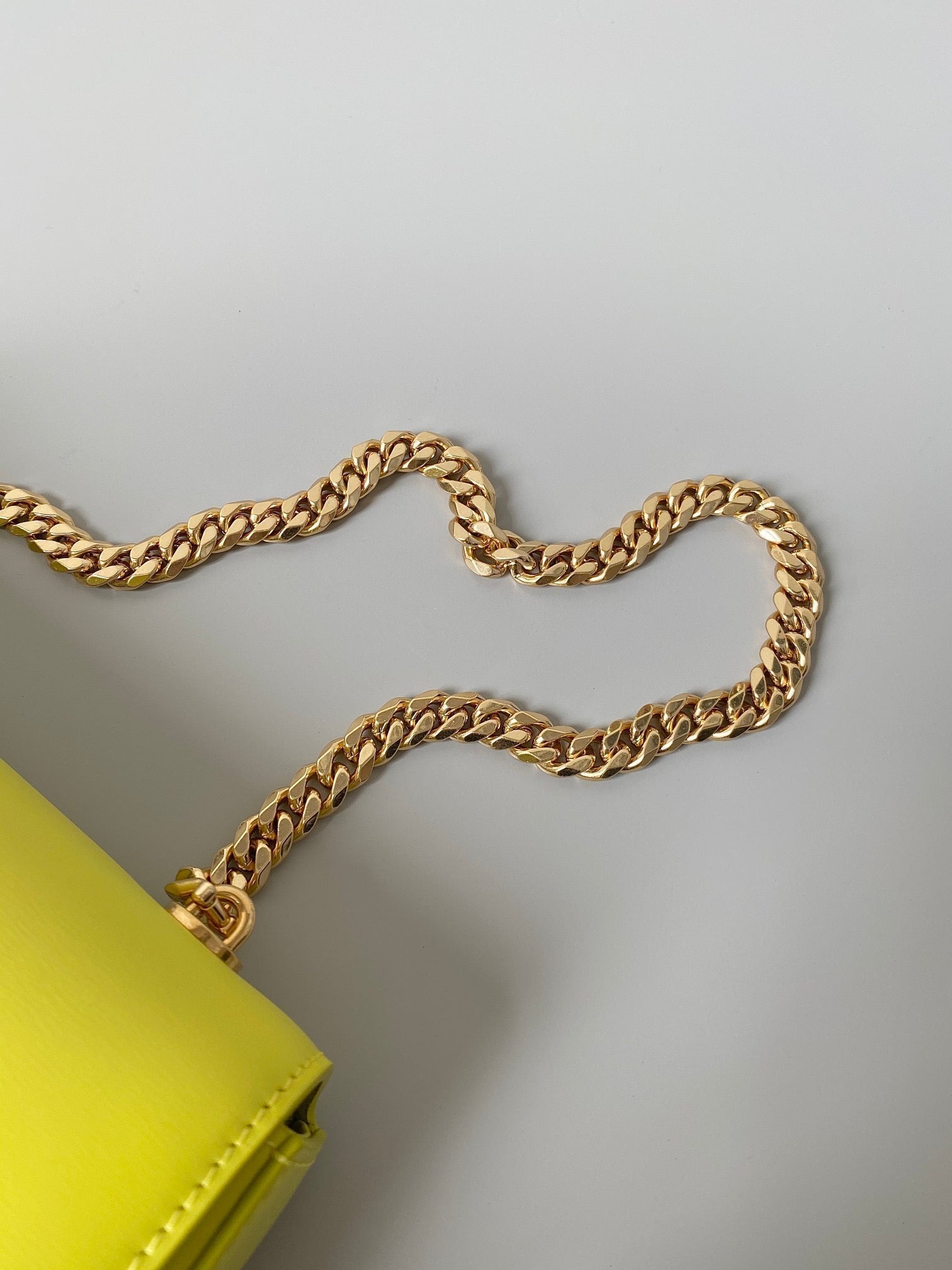 CELINE 20 CHAIN EMBOSSED ARMPIT BAG CHARTREUSE YELLOW CALFSKIN