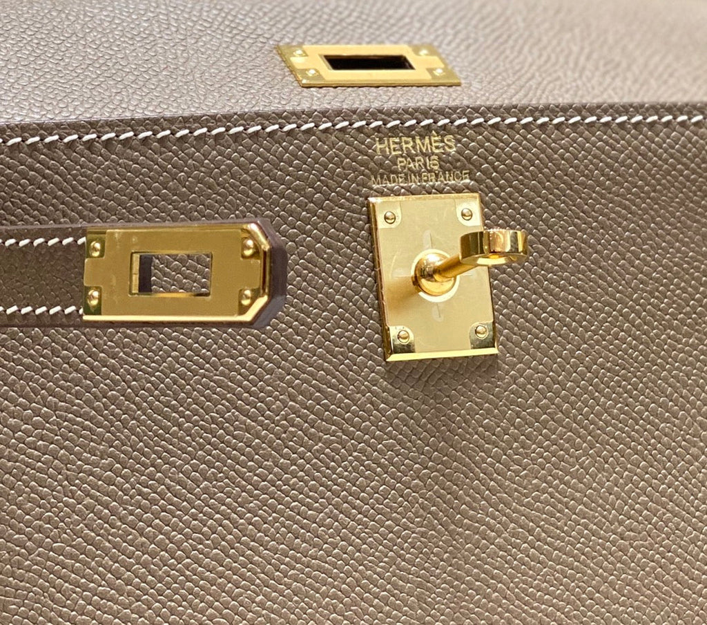 HERMES KELLY MINI 20 BAG IN MEDIUM BROWN CALFSKIN WITH GOLD HARDWARE