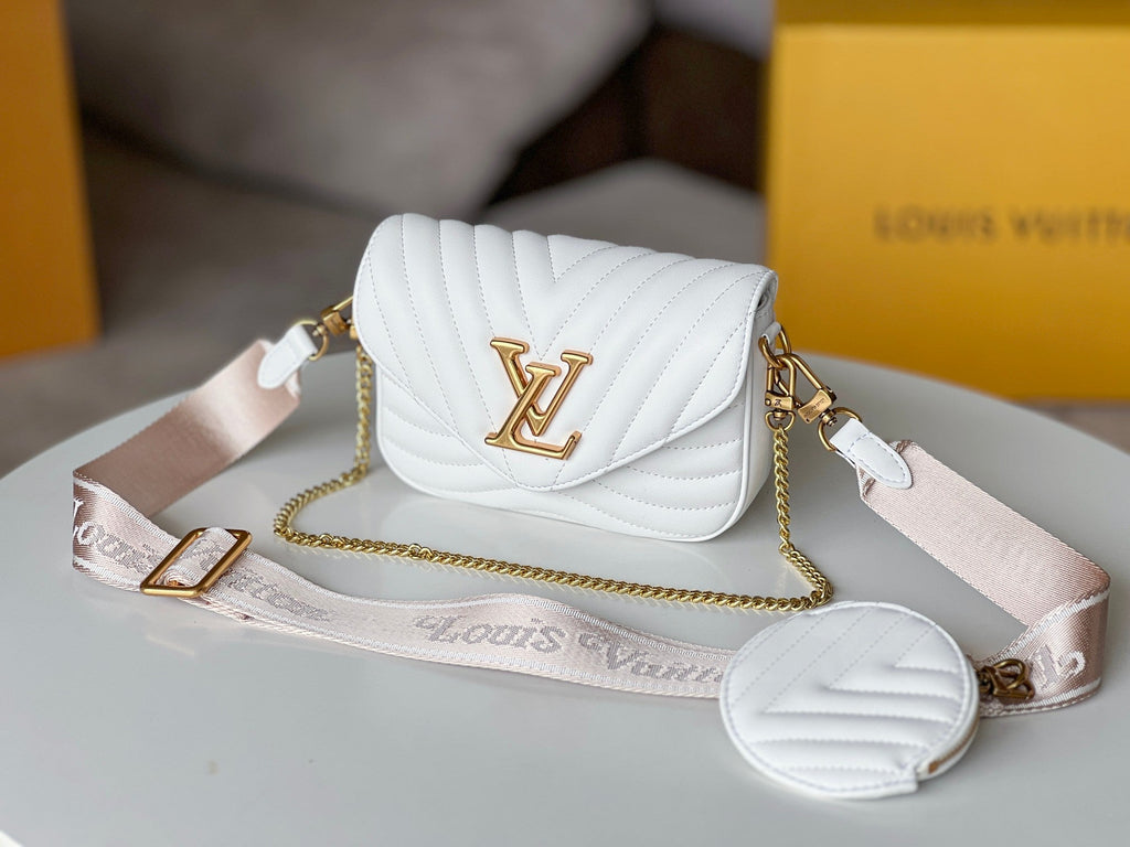 LOUIS VUITTON LV 25S WAVE MULTI POCHETTE 19 IN WHITE CALFSKIN GOLD HARDWARE