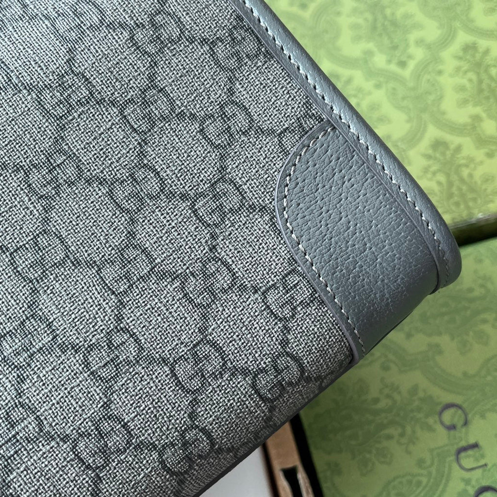 GUCCI OPHIDIA MESSENGER BAG 35 IN GREY BLACK  CALFSKIN