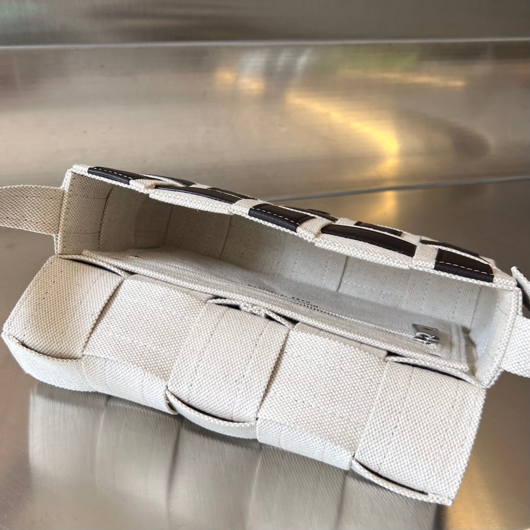 BOTTEGA VENETA MINI CASSETTE 23 IN BLACK WHITE CALFSKIN