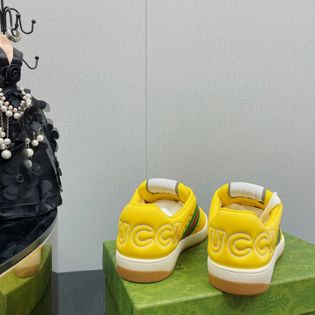 GUCCI Screener With Web Neoprene Low Top Sneakers Yellow