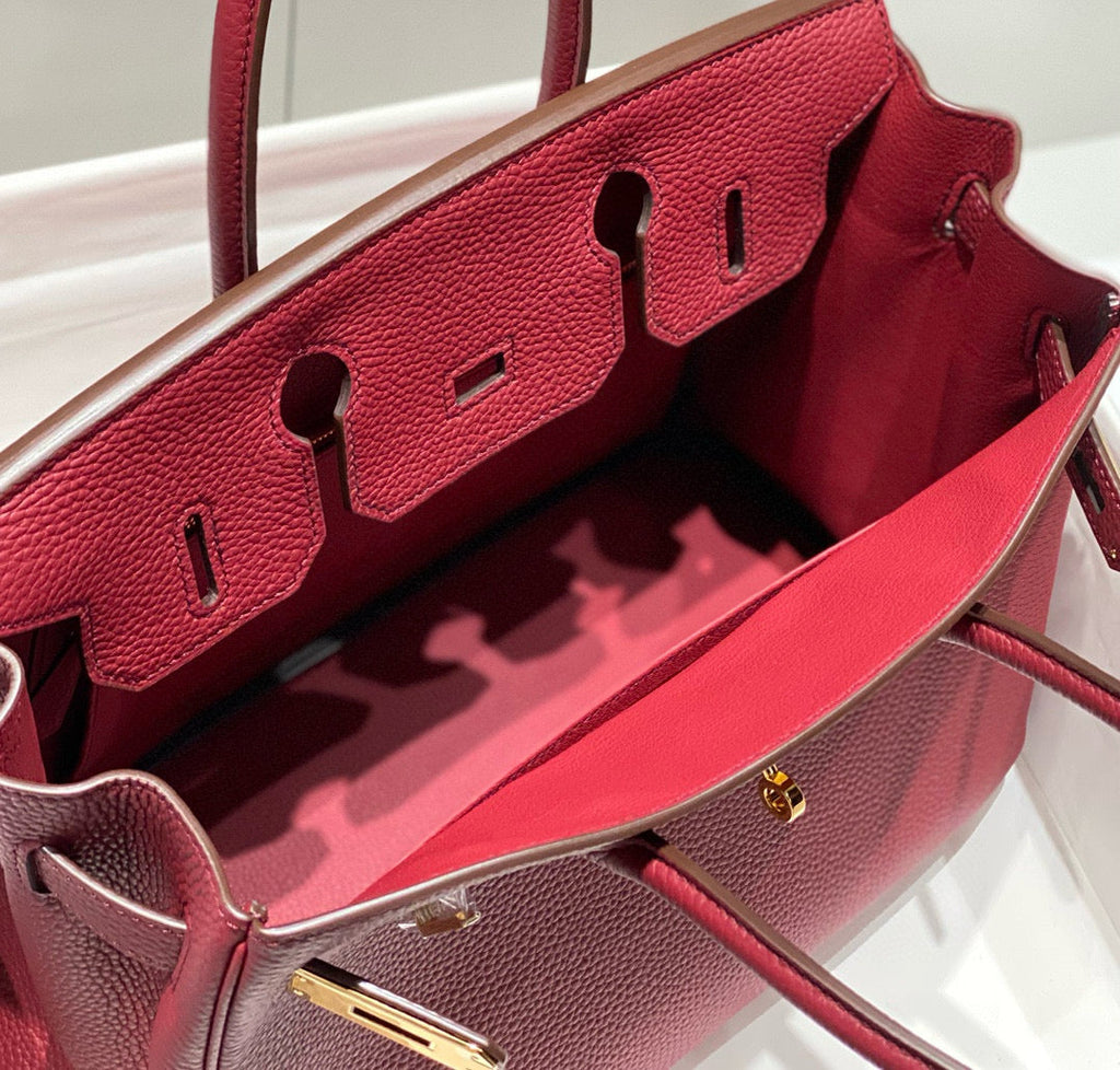 HERMES BIRKIN 25CM BURGUNDY CALFSKIN GOLD HARDWARE