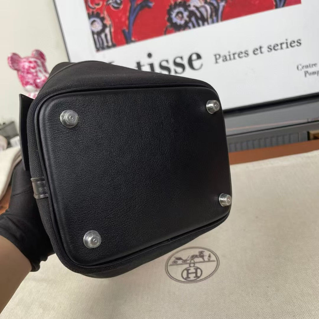 HERMES CARGO PICOTIN BAG 18 IN BLACK TOGO GOLD HARDWARE