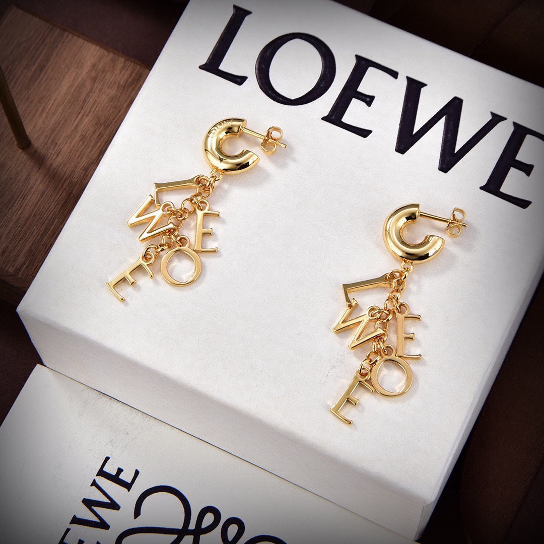 18K LOEWE Anagram Script Earrings