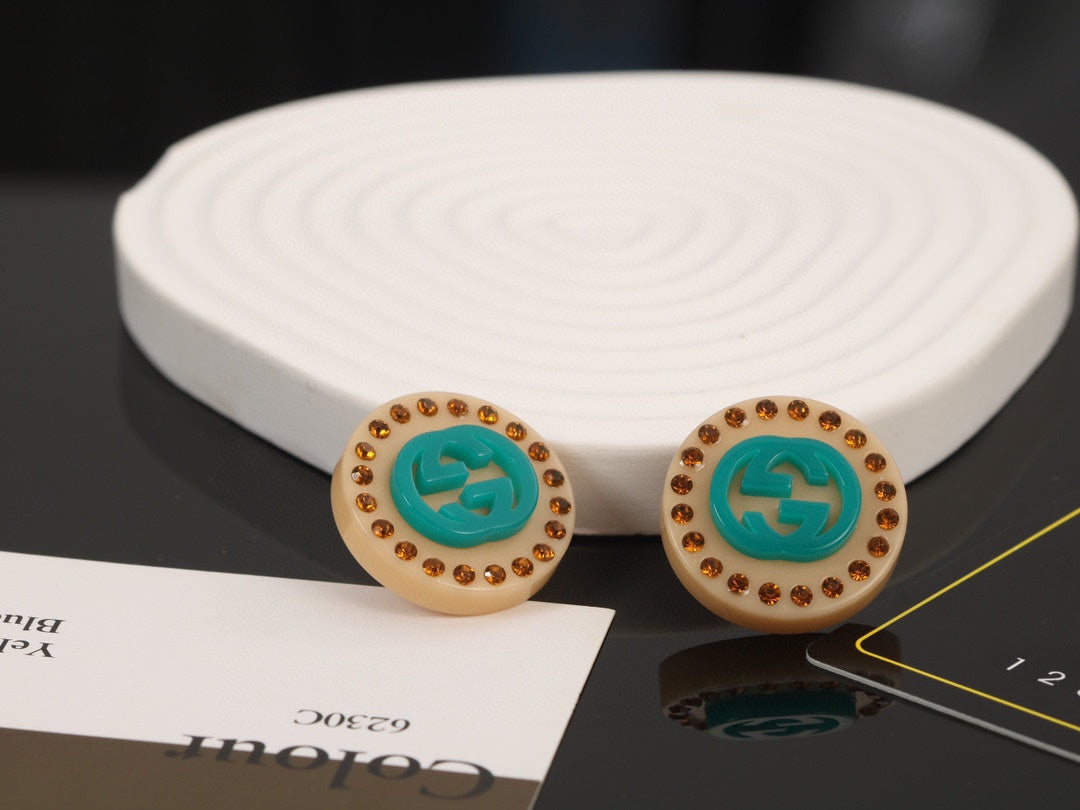 18K Double Gucci Resin Earrings