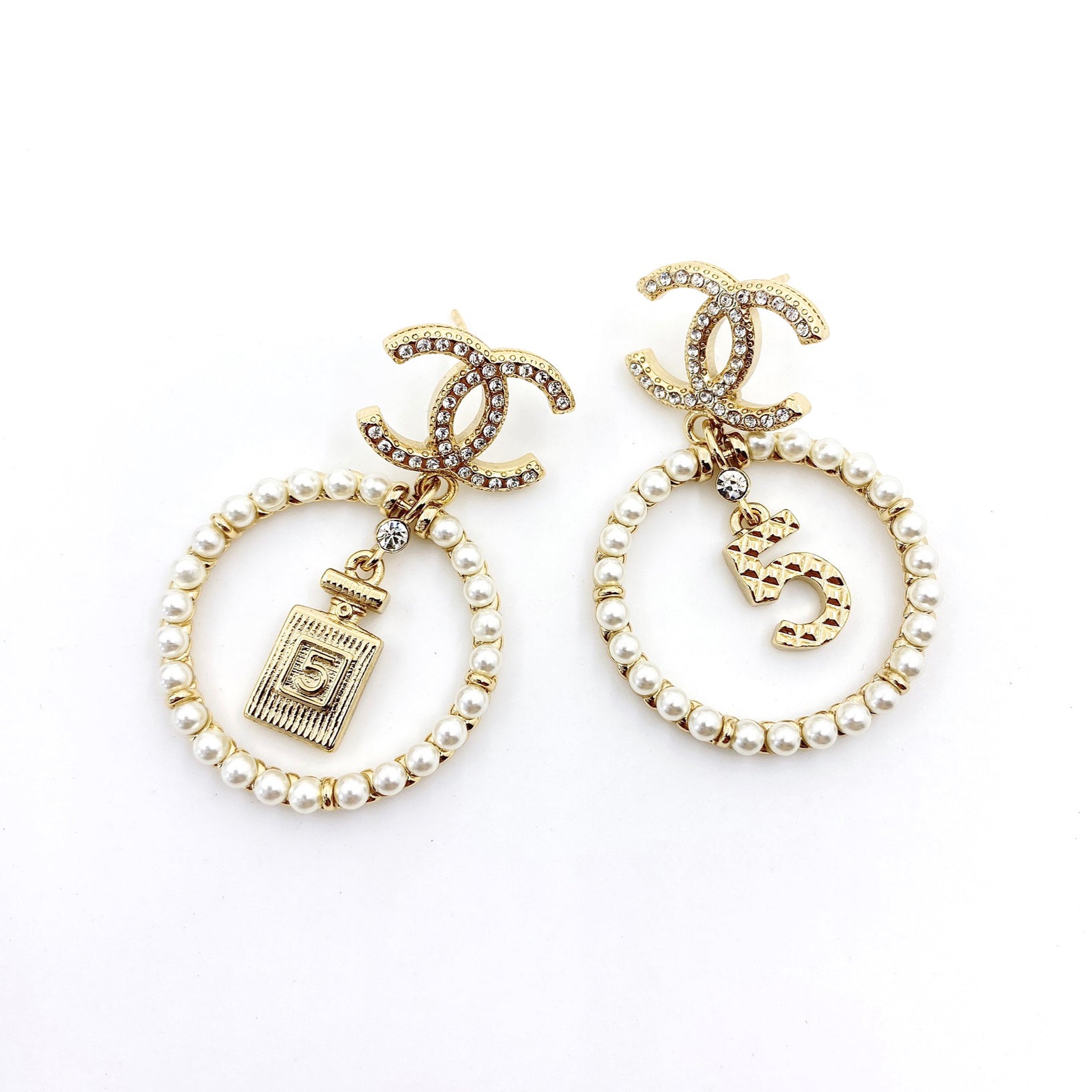18K  Chanel No.5 Perfume Bottle Earrings