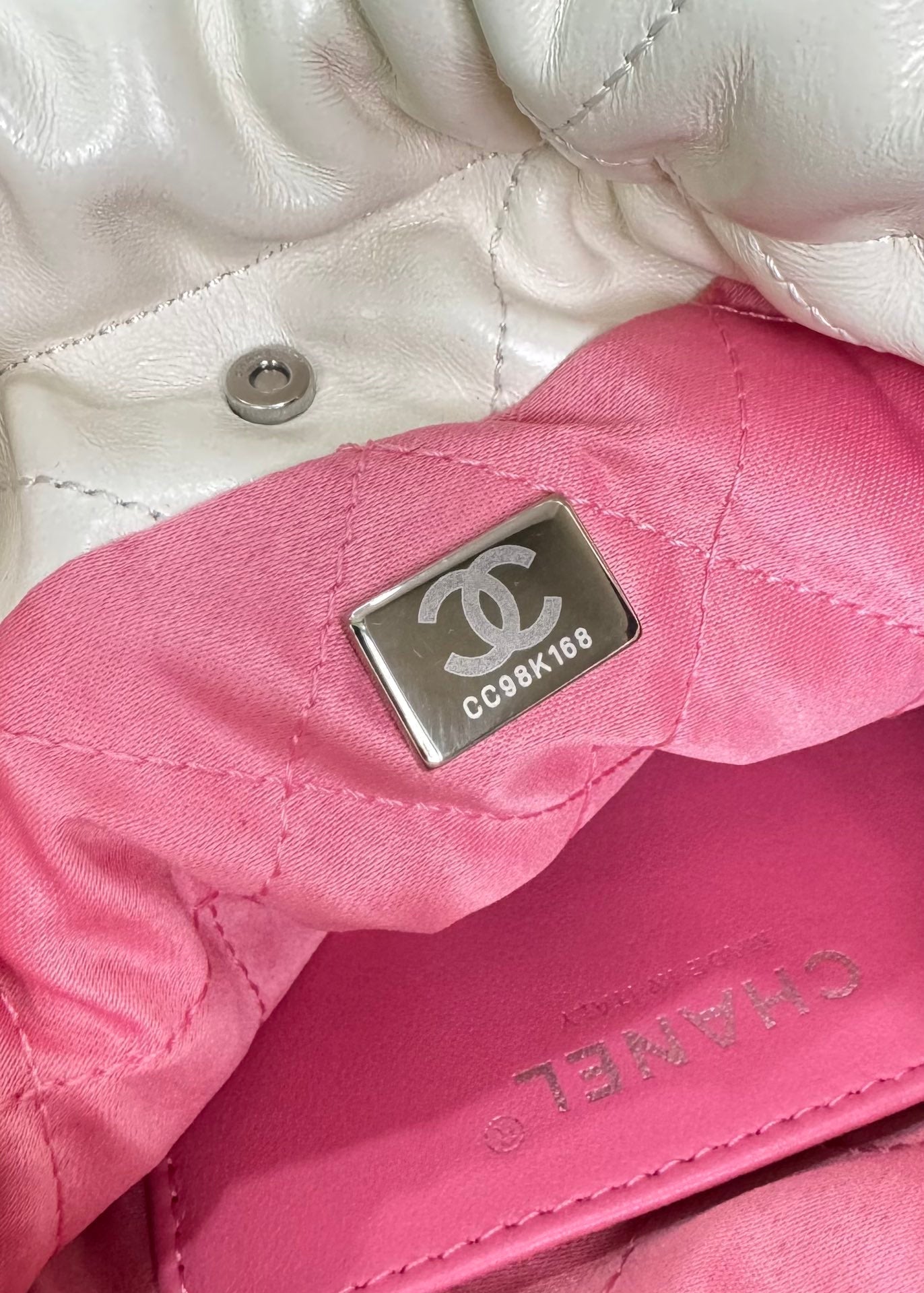 CHANEL HOBO MINI 20CM PINK WHITE LAMBSKIN