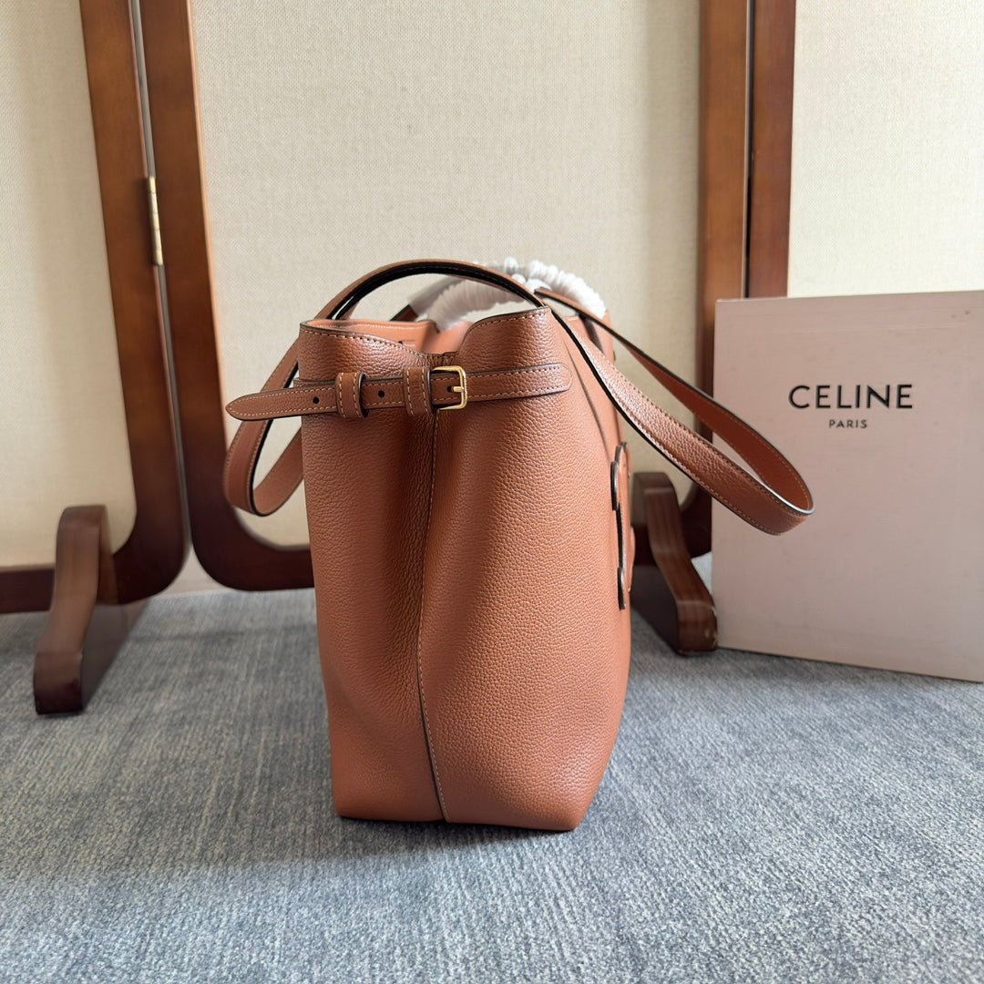 CELINE SMALL CABAS ANAÏS CUIR TRIOMPHE 28 IN BRONZE ORANGE GRAINED CALFSKIN