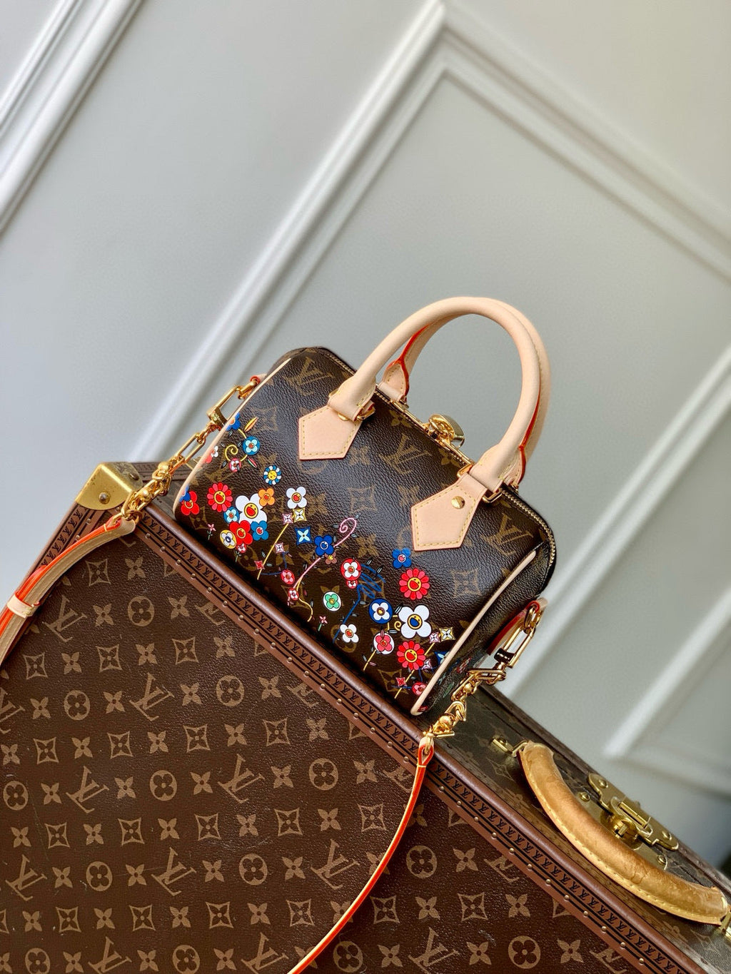 LOUIS VUITTON SPEEDY BANDOULIÈRE 20 BAG IN MULTICOLOR FLORAL CANVAS